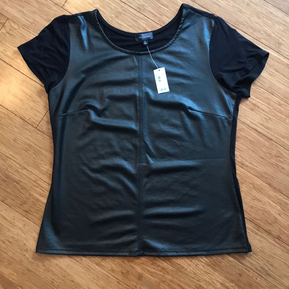 NWT Limited Faux Leather/cotton shirt